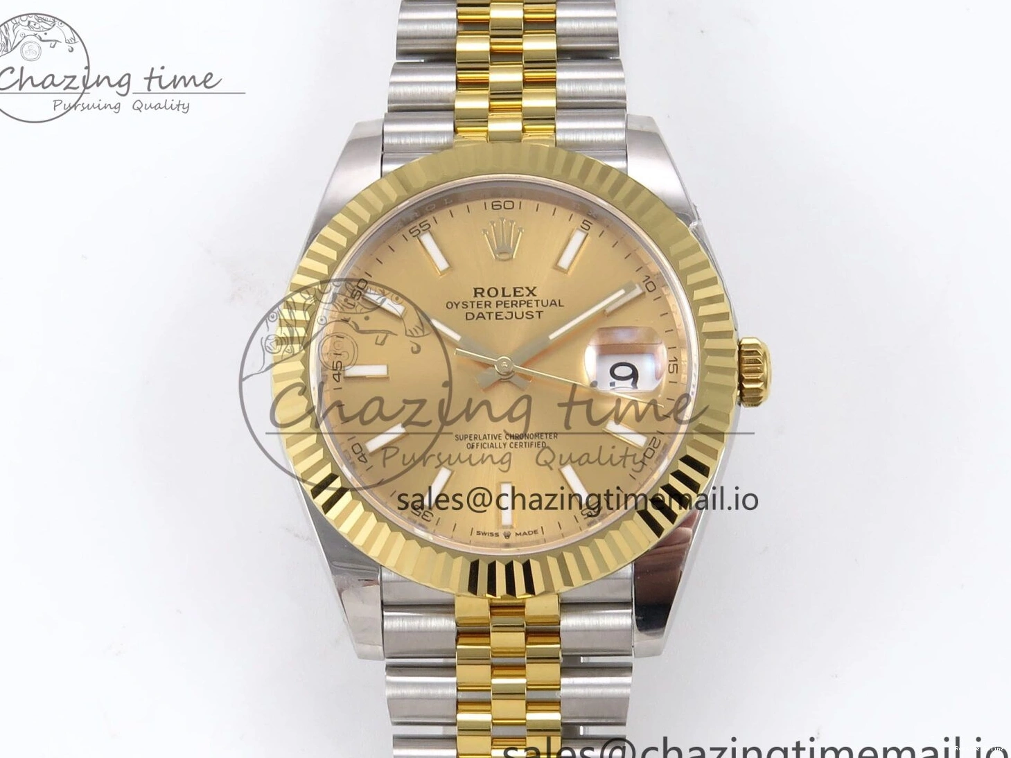 1220 Vibrant DateJust 41 126333 EWEF Best Edition YG Stick Dial on SS YG Jubilee Bracelet A 990